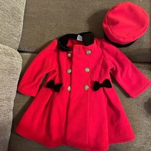 Little girls coat with matching hat